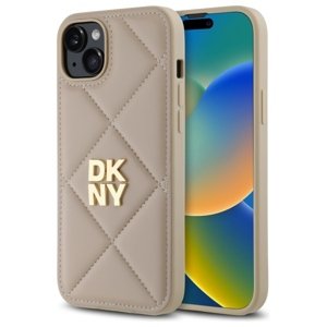 DKNY kožený prešívaný kryt na iPhone 15 Plus s naskladaným logom (DKHCP15MPQDSLE) - béžový KF2342542
