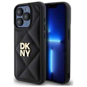 DKNY kožený prešívaný kryt na iPhone 15 Pro s naskladaným logom (DKHCP15LPQDSLK) - čierny KF2342547