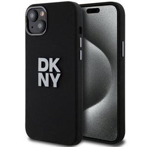 DKNY pevný silikónový kryt na iPhone 15 s kovovým logom (DKHCP15SSMCBSK) - čierny KF2342589
