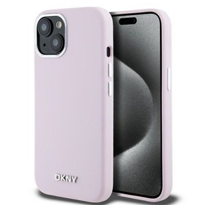 DKNY pevný silikónový kryt na iPhone 15 Plus s malým kovovým logom a MagSafe (DKHMP15MSMCHLP) - ružový KF2342594
