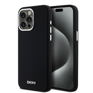DKNY pevný silikónový kryt na iPhone 15 Pro Max s malým kovovým logom a MagSafe (DKHMP15XSMCHLK) - čierny KF2342595