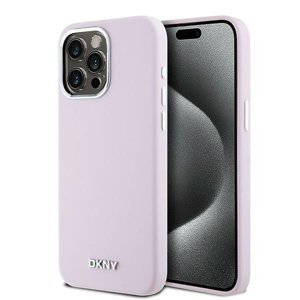 DKNY pevný silikónový kryt na iPhone 15 Pro Max s malým kovovým logom a MagSafe (DKHMP15XSMCHLP) - ružový KF2342596