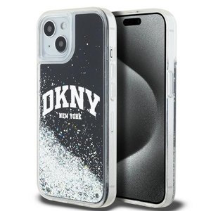 DKNY tvrdý obal s tekutými trblietkami Big Logo (DKHCP15SLBNAEK) - iPhone 15 - Čierny KF2342634