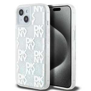 DKNY tvrdý obal s tekutými trblietkami Multilogo (DKHCP15SLCPEPT) - iPhone 15 - Biely KF2342635