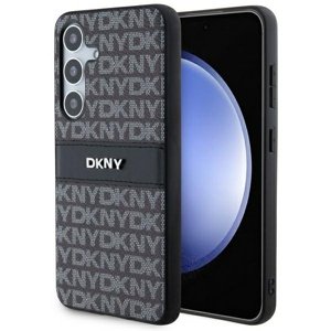 DKNY Kožený kryt s monovzorom, pruhom a kovovým logom pre Samsung Galaxy S24 Plus – čierny KF2342640