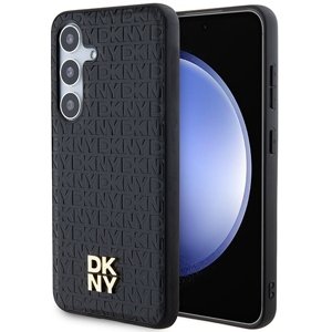 DKNY kožený kryt so vzorom a kovovým logom s MagSafe (DKHMS24MPSHRPSK) – Samsung Galaxy S24 Plus – čierny KF2342643