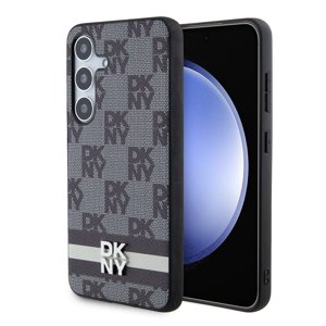 DKNY kožený kryt s kockovaným mono vzorom a potlačenými pruhmi (DKHCS24MPCPTSSK) – Samsung Galaxy S24 Plus – čierny KF2342646