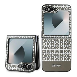 DKNY kožený obal s opakovaným vzorom a dolným pruhom (DKHCZF6PSOSPW) - Samsung Galaxy Z Flip6 - Hnedý KF2342653