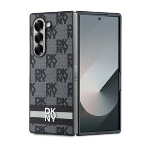 DKNY kožený obal Šachovnicový vzor s potlačenými pruhmi (DKHCZFD6PCPTSSKZ) - Samsung Galaxy Z Fold6 - Čierny KF2342660