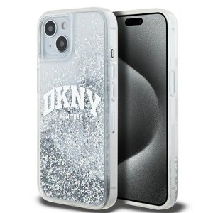 DKNY pevný trblietavý kryt na iPhone 15 s veľkým logom (DKHCP15SLBNAET) - biely KF2342661