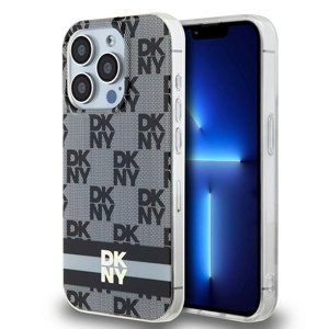 DKNY obal IML Šachovnicový vzor a potlačené pruhy MagSafe (DKHMP15XHCPTSK) - iPhone 15 Pro Max - Čierny KF2342669