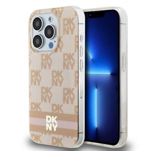 DKNY obal IML Šachovnicový vzor a potlačené pruhy MagSafe (DKHMP15XHCPTSP) - iPhone 15 Pro Max - Ružový KF2342670