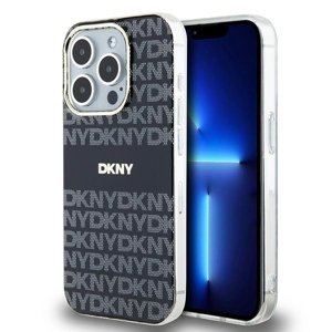 DKNY pevný kryt na iPhone 15 Pro Max s monovzorom a pruhmi a MagSafe (DKHMP15XHRHSEK) - čierny KF2342674