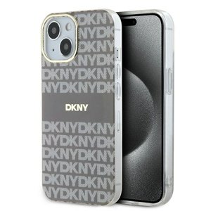 DKNY pevný kryt na iPhone 15 s monovzorom a pruhmi a MagSafe (DKHMP15SHRHSEE) - béžový KF2342677
