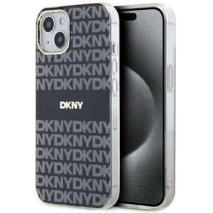 DKNY pevný kryt na iPhone 15 s monovzorom a pruhmi a MagSafe (DKHMP15SHRHSEK) - čierny KF2342687