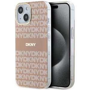 DKNY pevný kryt na iPhone 15 s monovzorom a pruhmi a MagSafe (DKHMP15SHRHSEP) - ružový KF2342688