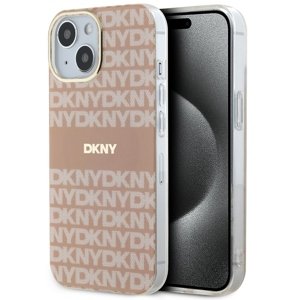 DKNY pevný kryt na iPhone 15 Plus s monovzorom a pruhmi a MagSafe (DKHMP15MHRHSEP) - ružový KF2342690