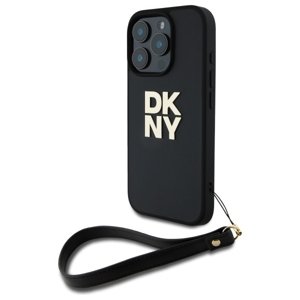 DKNY pevný kryt na iPhone 16 Pro s remienkom na zápästie a logom (DKHCP16LPBSWSK) - čierny KF2342698