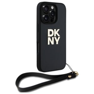 DKNY pevný kryt na iPhone 16 Pro Max s remienkom na zápästie a logom (DKHCP16XPBSWSK) - čierny KF2342699