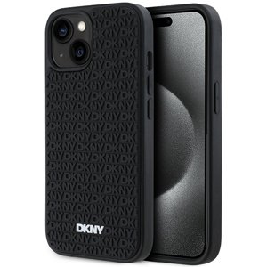 DKNY pevný kryt na iPhone 15 Plus s 3D gumeným opakujúcim sa vzorom (DKHCP15M3DRPWK) - čierny KF2342715