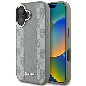 DKNY kožený obal Šachovnicový vzor MagSafe (DKHMP16SPCPVSLE) - iPhone 16 - Béžový KF2342733
