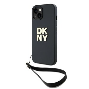 DKNY pevný kryt na iPhone 15 Plus s remienkom na zápästie a logom (DKHCP15MPBSWSK) - čierny KF2342800