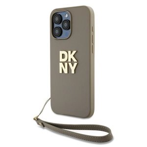 DKNY pevný kryt na iPhone 15 Pro Max s remienkom na zápästie a logom (DKHCP15XPBSWSE) - béžový KF2342803