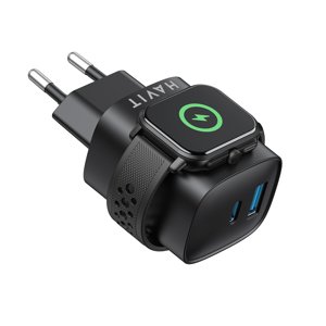 Havit sieťová nabíjačka (UC132 EU) – USB, USB-C, bezdrôtové nabíjanie, 22W, čierna KF2343615
