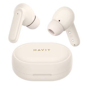 Havit bezdrôtové slúchadlá (TW950) – TWS, Bluetooth 5.3, mikrofón, in-ear, ENC, USB-C, 400mAh, béžovo-ružové KF2343794