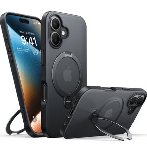 Torras – Ostand Spin MagSafe puzdro pre iPhone 16 Plus – čierne KF2344154