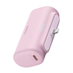 Baseus – powerbanka, kompaktná, Lightning, 20 W, 5000 mAh, kábel USB-C – ružová KF2344301