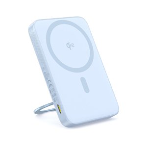 Baseus – PicoGo – powerbanka, USB-C, Qi2, 20 W, 5000 mAh, otočný stojan, kábel USB-C – modrá KF2344372