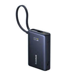 Baseus – PicoGo – powerbanka, USB-C, USB, rýchlonabíjanie 45 W, 10000 mAh, integrovaný kábel USB-C – čierna KF2344375