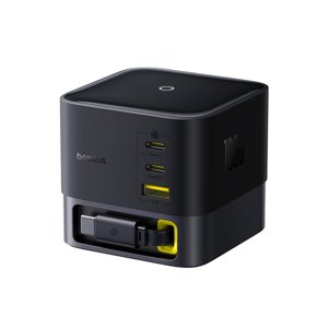 Baseus sieťová nabíjačka Super GaN (P10164001123-00) – zasúvací kábel, USB, 3× USB-C, rýchle nabíjanie, 100W, 1.5m, čierna (Cosmic Black) KF2344573