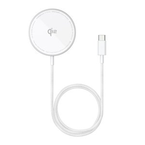 Baseus magnetická bezdrôtová nabíjačka Simple Mini4 Air (P10278200S11-00) – USB-C, Qi2, 15 W, rýchle nabíjanie, Frost Silver KF2344636