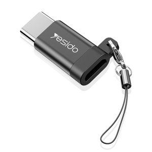 Yesido Adaptér OTG (GS04) - Micro-USB na Type-C, Plug & Play, 480 Mb/s - čierny KF234471