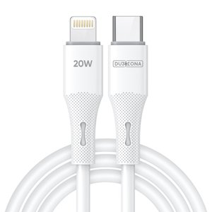 Duzzona – dátový kábel Liquid Silicone USB-C na Lightning, 20 W, 1 m – biely KF2344744