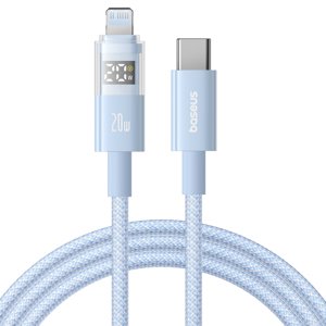 Baseus – dátový kábel Display 2 Type-C na Lightning, rýchle nabíjanie, digitálny displej, 20 W, 1 m – modrý (Galaxy Blue) KF2344752