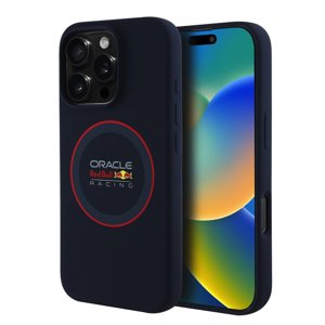 Red Bull Racing silikónový kryt s MagSafe a červeným krúžkom na iPhone 16 Pro (RBHMP16L24SIILVR) - tmavomodrý KF2344935