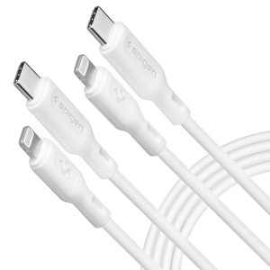 Spigen – dátový kábel Durasync Type-C na Lightning, MFi certifikácia, 1 m, 2 kusy – biely KF2345014