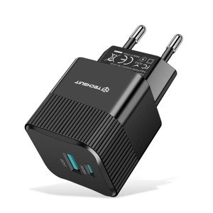 Techsuit Premium Tiny Series sieťová nabíjačka (CHPD216) – GaN, USB QC3.0, USB-C PD25W – čierna KF2345032
