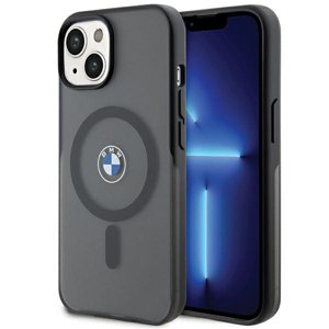 BMW MagSafe pevný kryt s IML Signature dizajnom pre iPhone 15 Plus – Čierny KF2345150