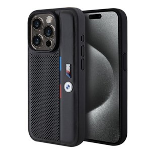 BMW MagSafe perforovaný kryt M s trikolórou pre iPhone 15 Pro – Čierny KF2345181
