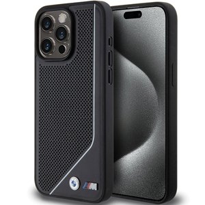 BMW - Hardcase Perforated Twisted Line MagSafe tvrdý obal na iPhone 15 Pro - čierny KF2345185