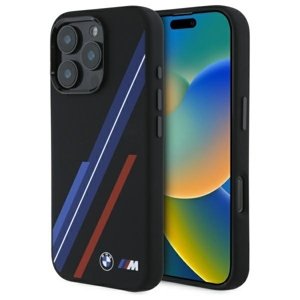 BMW MagSafe silikónový kryt M s náhodnými líniami pre iPhone 16 Pro Max – Čierny KF2345319