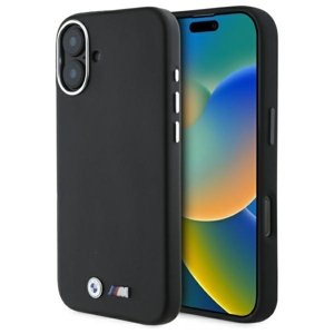 BMW - Leather M Smooth Full Wrapped Metal MagSafe kožené puzdro na iPhone 16 - čierny KF2345363