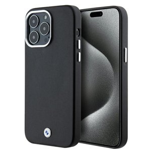 BMW kožený Signature Wrapped Metal MagSafe kryt na iPhone 15 Pro Max – čierny KF2345369