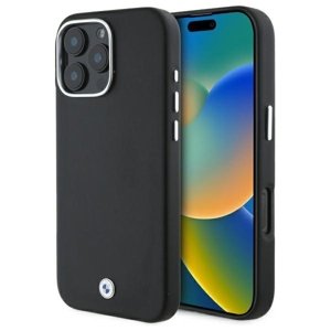 BMW kožený Sign Full Wrapped Metal MagSafe kryt na iPhone 16 Pro Max – čierny KF2345371