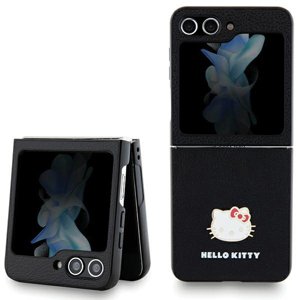 Hello Kitty Hardcase IML Metal Logo Kitty Head puzdro pre Samsung Galaxy Z Flip5 – čierne KF2345673