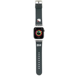 Hello Kitty - kožený remienok s motívom Kitty hlavičky pre Apple Watch 1–10 / SE / SE 2 (38/40/41/42 mm) – čierny KF2345678